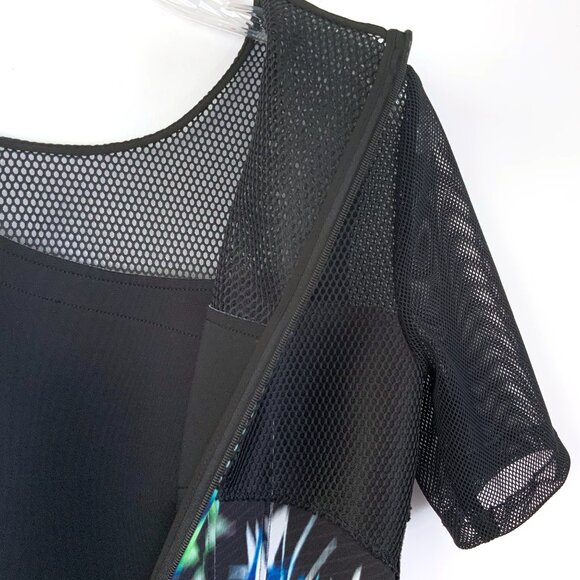 Elie Tahari Black Floral Scuba Mash Short Sleeve Top Sz S - Picture 13 of 16